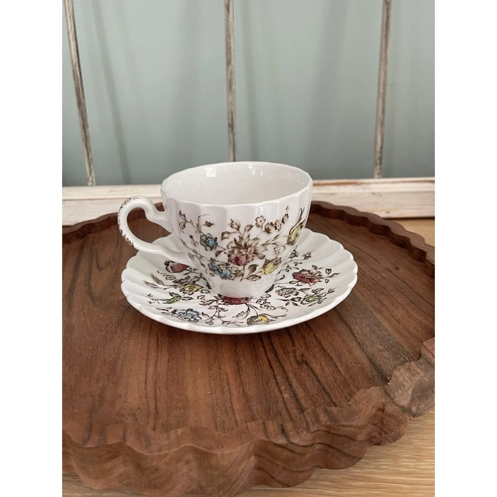 Vintage Johnson Brothers Staffordshire Bouquet IRONSTONE Teacup & Saucer England